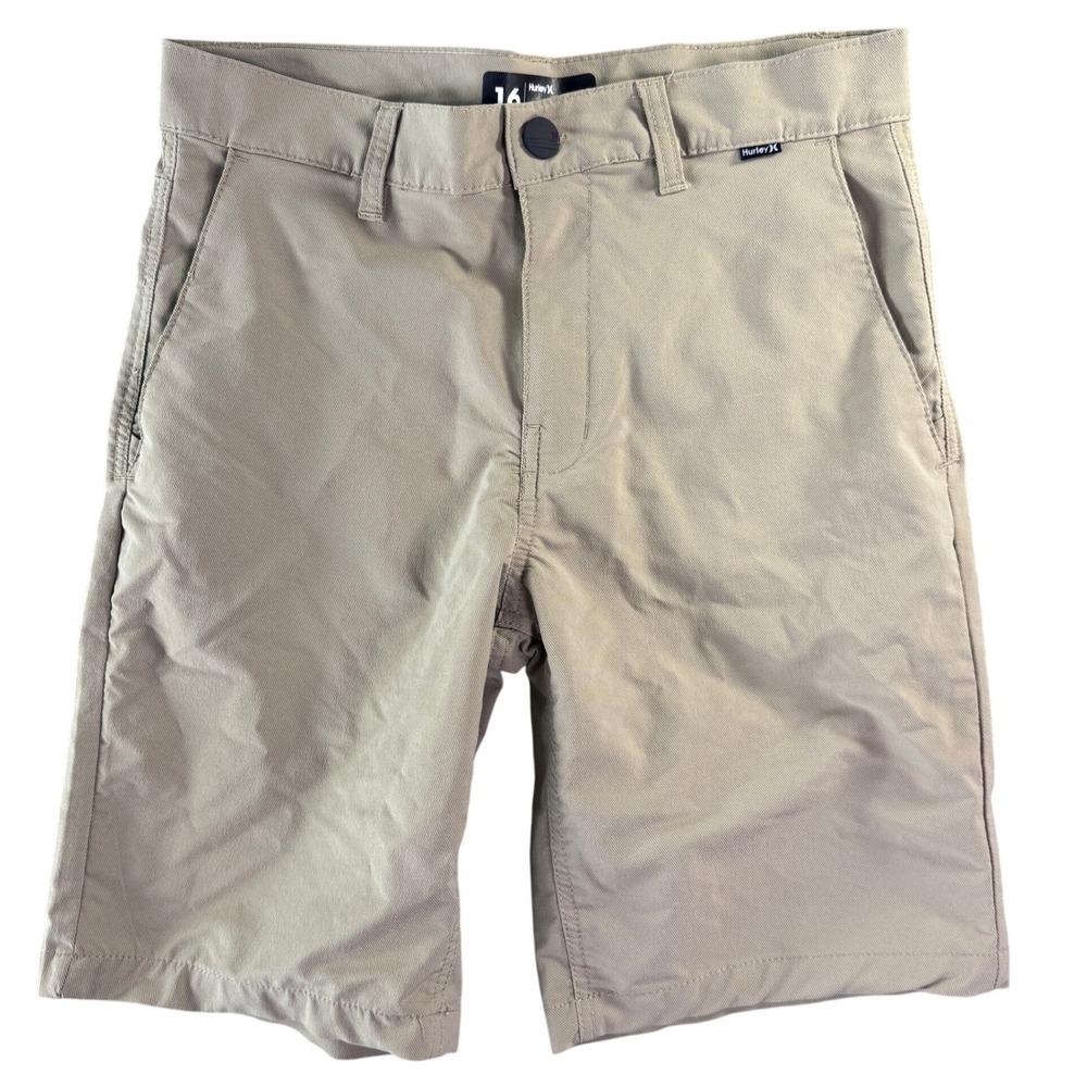 Hurley Boys H2O-DRI Chino Shorts Khaki Tan Size 16 Moisture Wicking 1307-X1T
